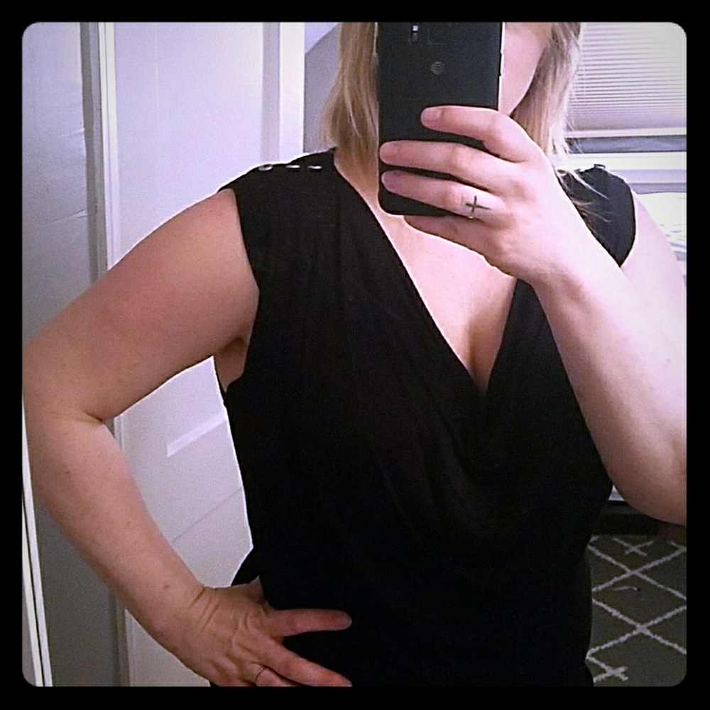 Black Cowl Neck Top